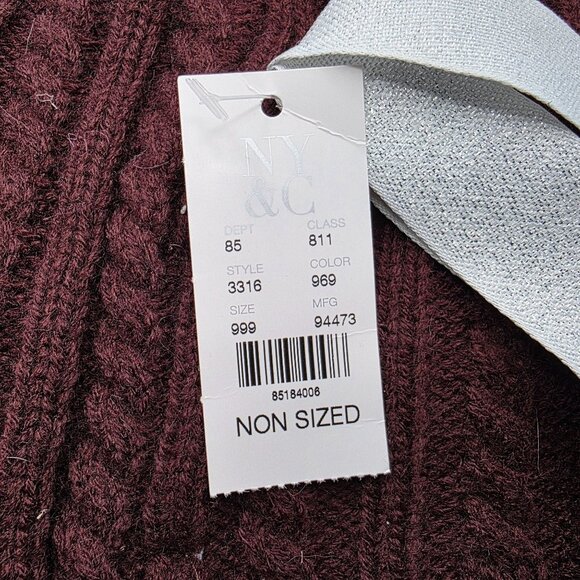 NY&C Womens One Size Burgundy Pom Pom Beanie & Gloves Winter Set Casual Warm - Picture 3 of 5